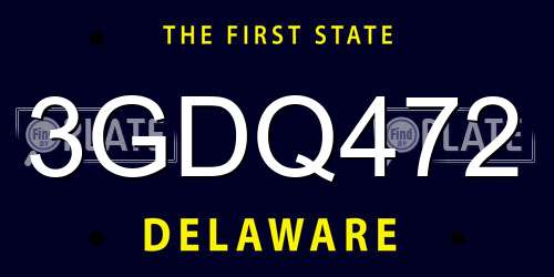 3GDQ472 Delaware License Plate