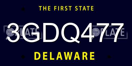 3GDQ477 Delaware License Plate