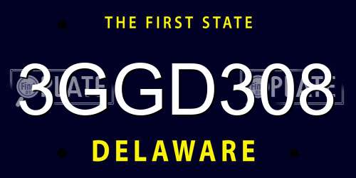 3GGD308 Delaware License Plate