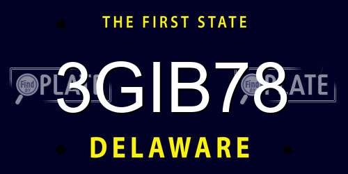 3GIB78 Delaware License Plate