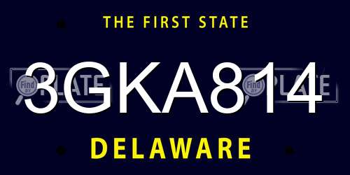 3GKA814 Delaware License Plate