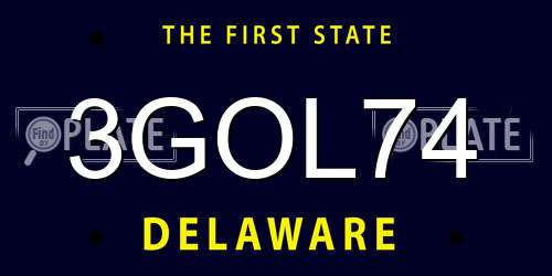 3GOL74 Delaware License Plate