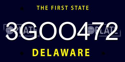 3GOO472 Delaware License Plate