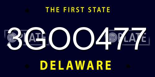 3GOO477 Delaware License Plate