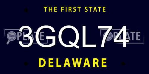 3GQL74 Delaware License Plate