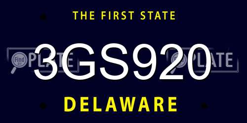 3GS920 Delaware License Plate