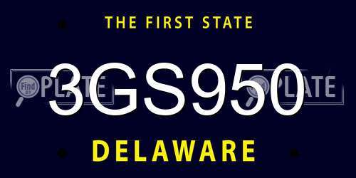 3GS950 Delaware License Plate