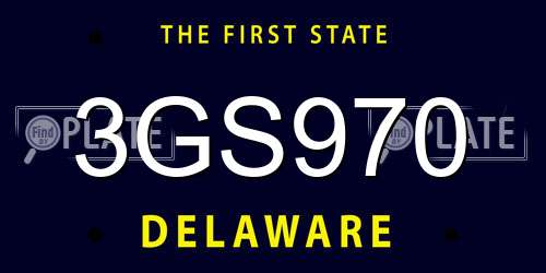 3GS970 Delaware License Plate