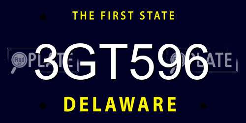 3GT596 Delaware License Plate