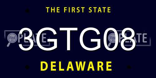 3GTG08 Delaware License Plate