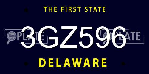 3GZ596 Delaware License Plate