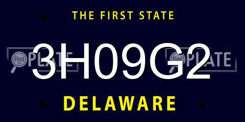 3H09G2 Delaware License Plate