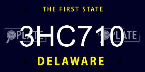 3HC710 Delaware License Plate