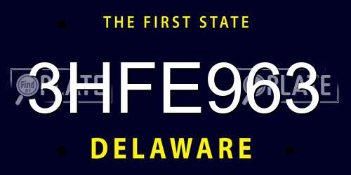 3HFE963 Delaware License Plate