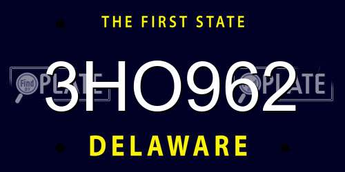 3HO962 Delaware License Plate