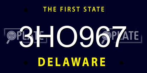 3HO967 Delaware License Plate