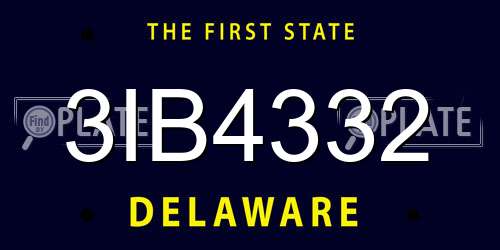 3IB4332 Delaware License Plate