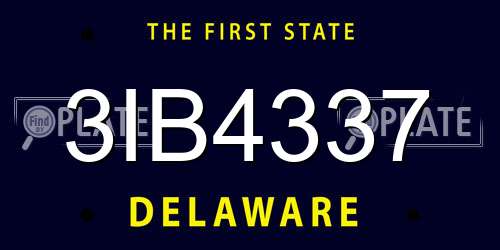 3IB4337 Delaware License Plate