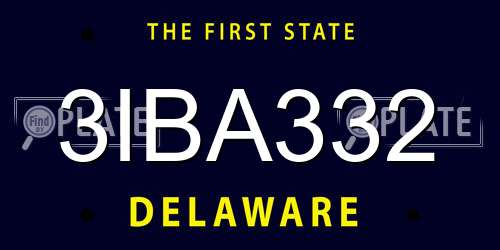 3IBA332 Delaware License Plate