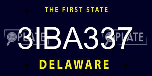 3IBA337 Delaware License Plate