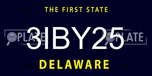 3IBY25 Delaware License Plate