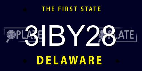 3IBY28 Delaware License Plate