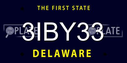 3IBY33 Delaware License Plate