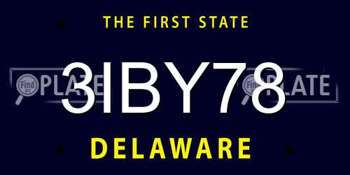 3IBY78 Delaware License Plate