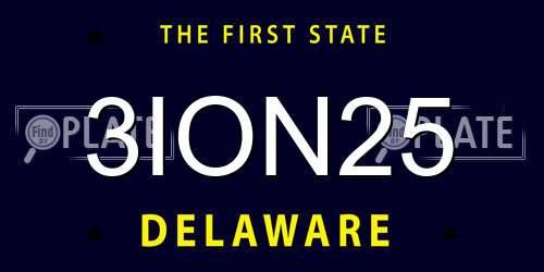 3ION25 Delaware License Plate