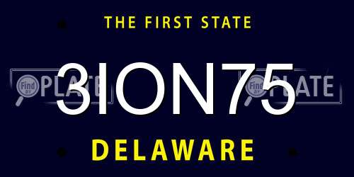 3ION75 Delaware License Plate