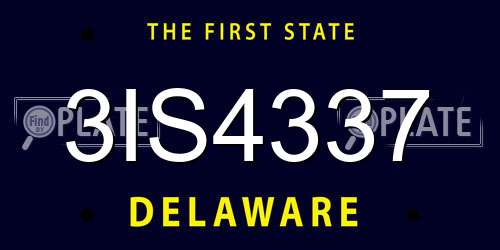 3IS4337 Delaware License Plate