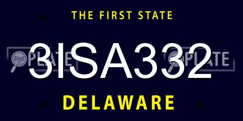 3ISA332 Delaware License Plate