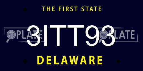 3ITT93 Delaware License Plate