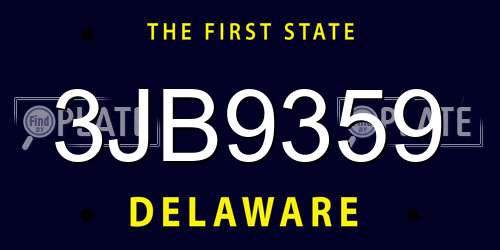 3JB9359 Delaware License Plate