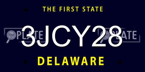 3JCY28 Delaware License Plate