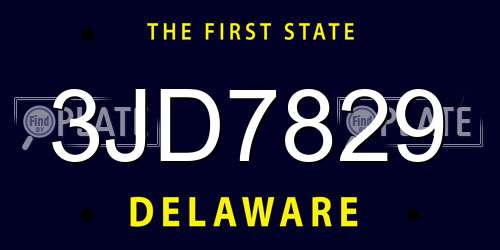3JD7829 Delaware License Plate