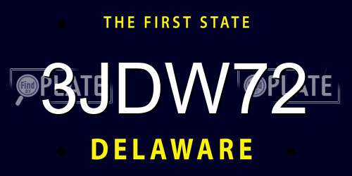 3JDW72 Delaware License Plate