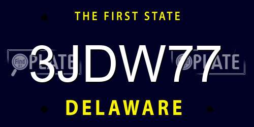 3JDW77 Delaware License Plate