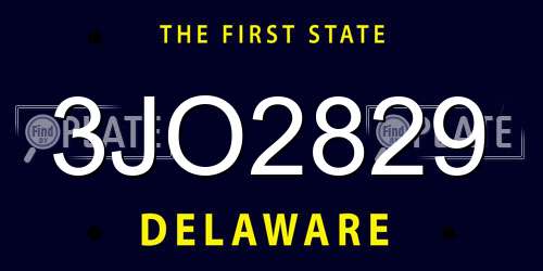 3JO2829 Delaware License Plate