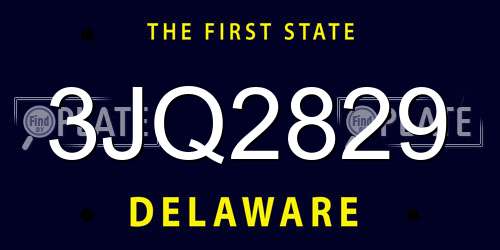 3JQ2829 Delaware License Plate