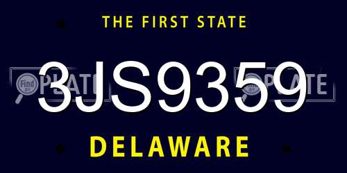 3JS9359 Delaware License Plate