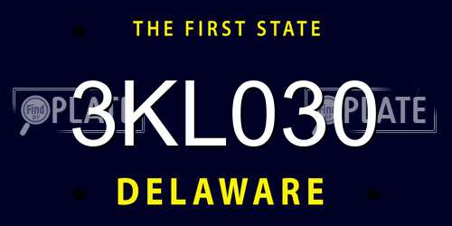 3KL030 Delaware License Plate