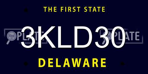 3KLD30 Delaware License Plate