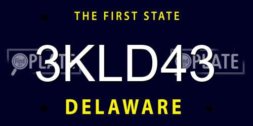 3KLD43 Delaware License Plate