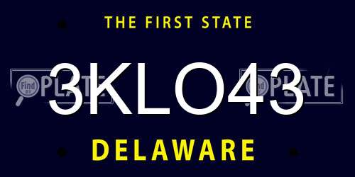3KLO43 Delaware License Plate