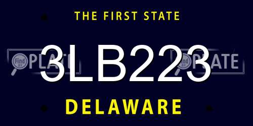 3LB223 Delaware License Plate