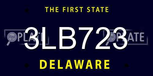 3LB723 Delaware License Plate