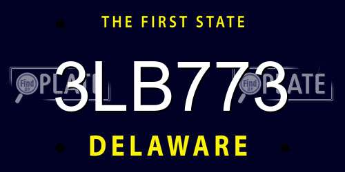 3LB773 Delaware License Plate