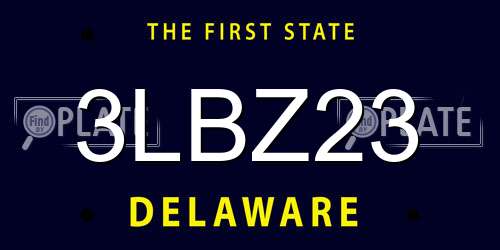 3LBZ23 Delaware License Plate