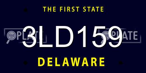 3LD159 Delaware License Plate